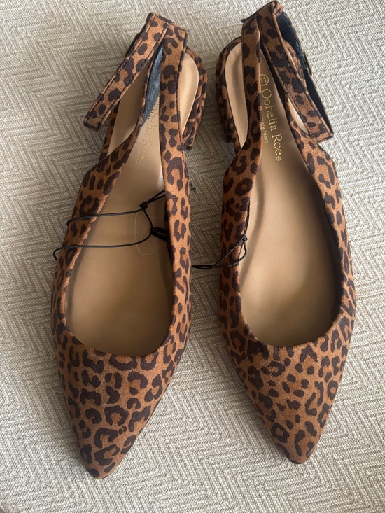 Ophelia Roe Shoes - Ophelia Rose Leopard-Print Pointed Slingback Flats in Brown